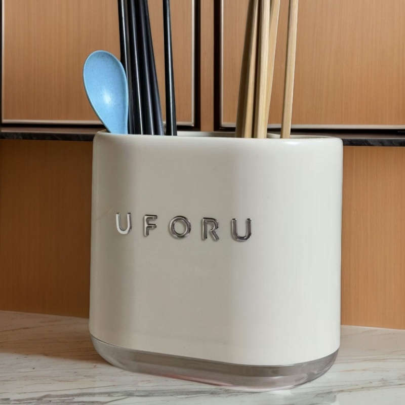 1pc Wall Mounted Kitchen Utensil Rack Plastic No Drilling Required Knife Holder with Drainag