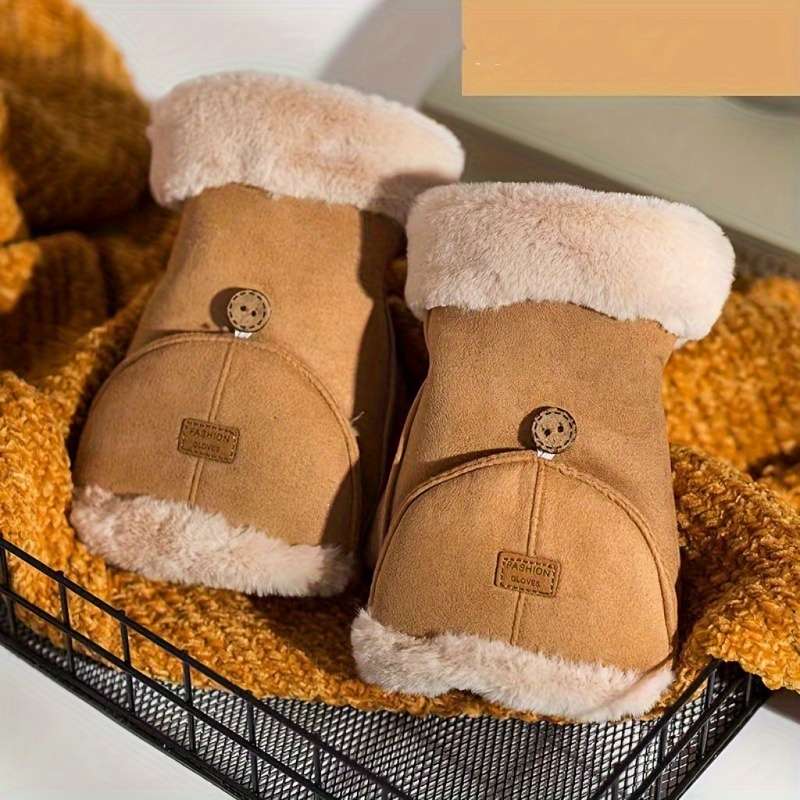 1 Pair Khaki Warm Gloves