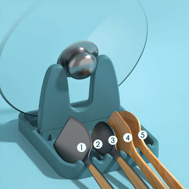 1pc Foldable Space-Saving Kitchen Organizer with Utensil Holder Lid Storage No Drill Adhesive M