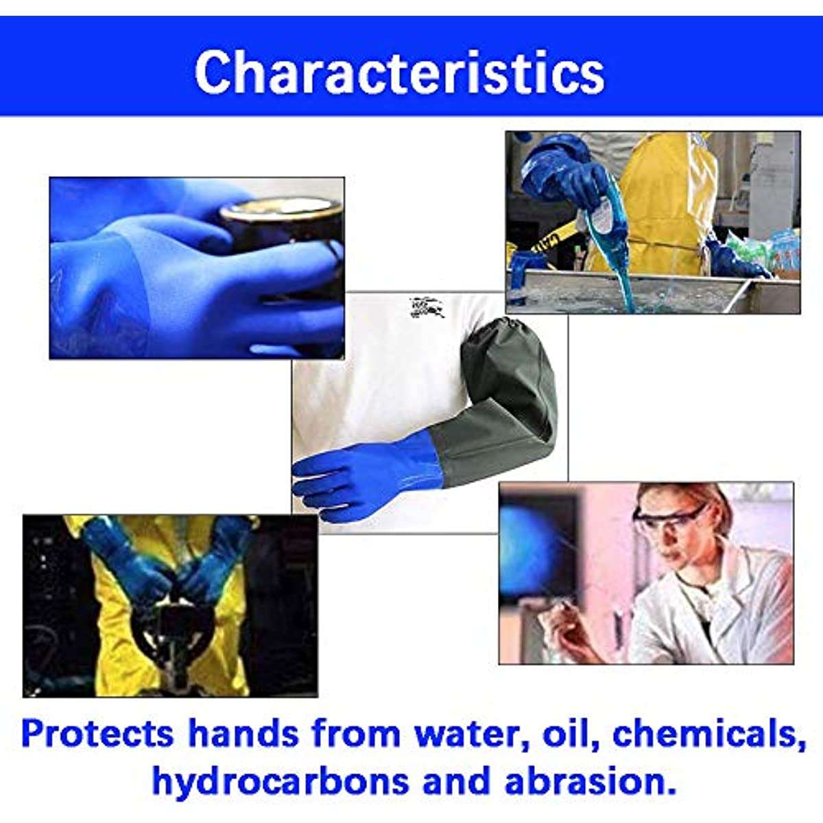 1 Pair Blue 71.12cm Household Cleaning Gloves