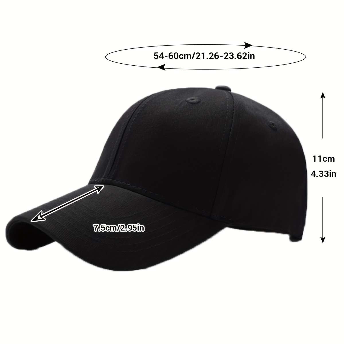 Curved Brim Adjustable Sun Hat Fashion Baseball Cap Solid Color Sunscreen Sports Dad Hat For