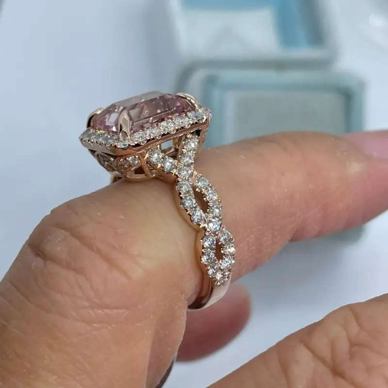 Inlaid Square Imitation Zircon Ring