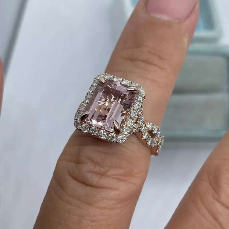 Inlaid Square Imitation Zircon Ring