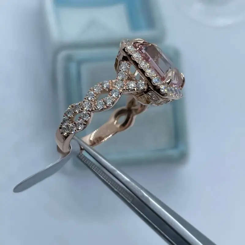 Inlaid Square Imitation Zircon Ring