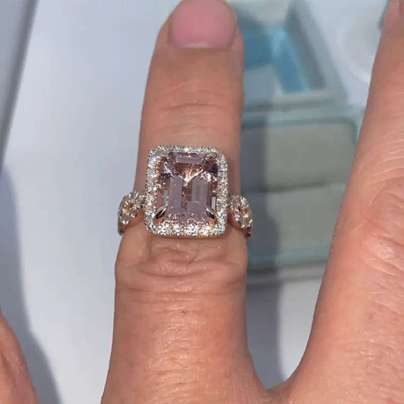 Inlaid Square Imitation Zircon Ring