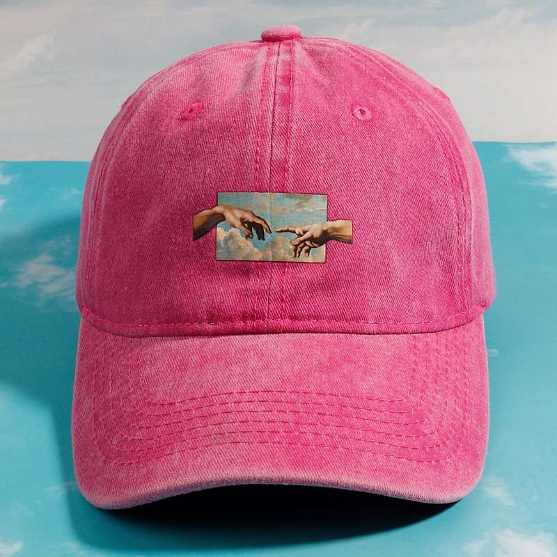 1pc Unisex Vintage Oil Painting Print Baseball Cap Polyester Breathable Casual Embroidered Hat Ha