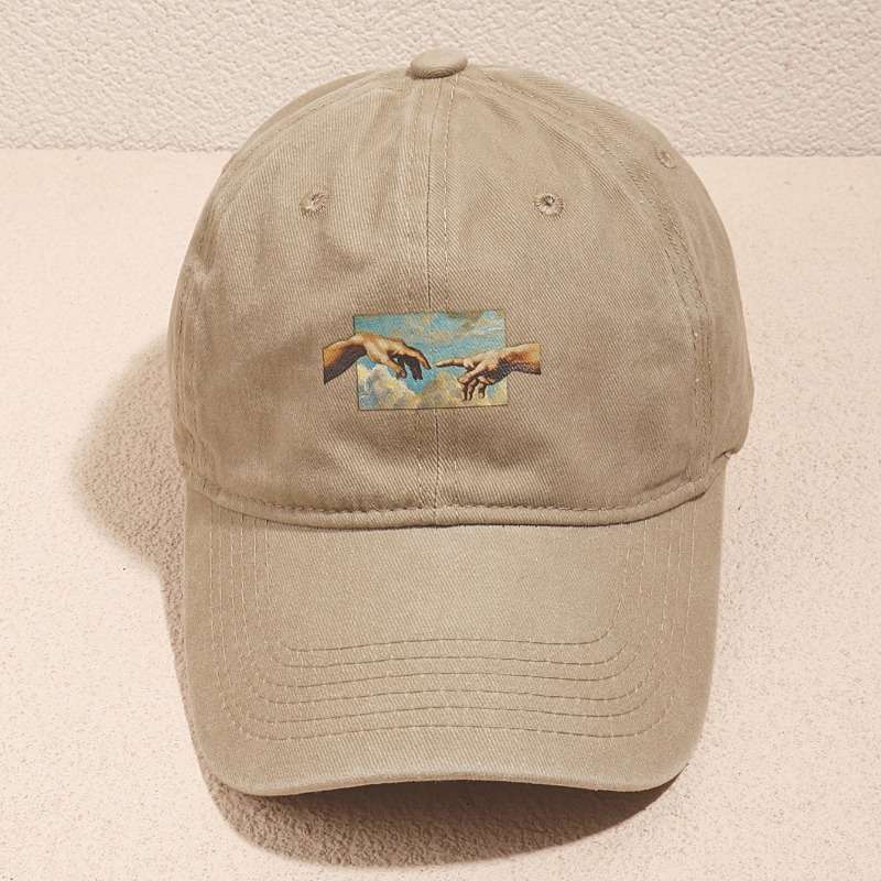 1pc Unisex Vintage Oil Painting Print Baseball Cap Polyester Breathable Casual Embroidered Hat Ha