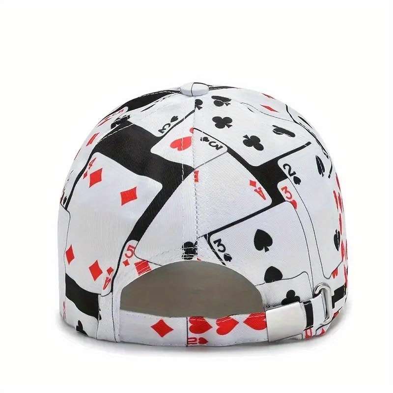 1pc Playing Card Design Baseball Cap Adjustable Snapback Sun Wind Protection Breathable P