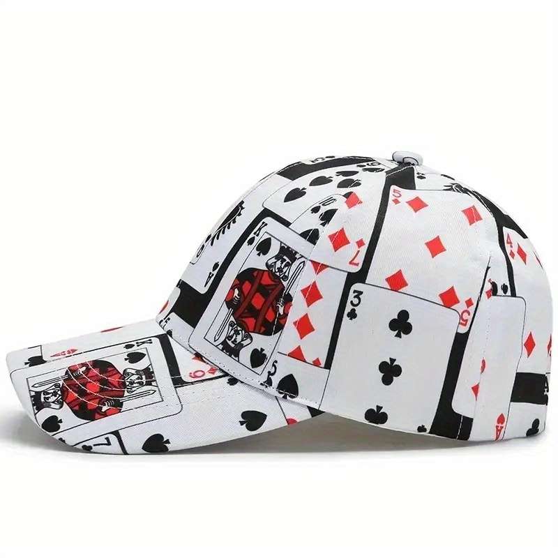 1pc Playing Card Design Baseball Cap Adjustable Snapback Sun Wind Protection Breathable P