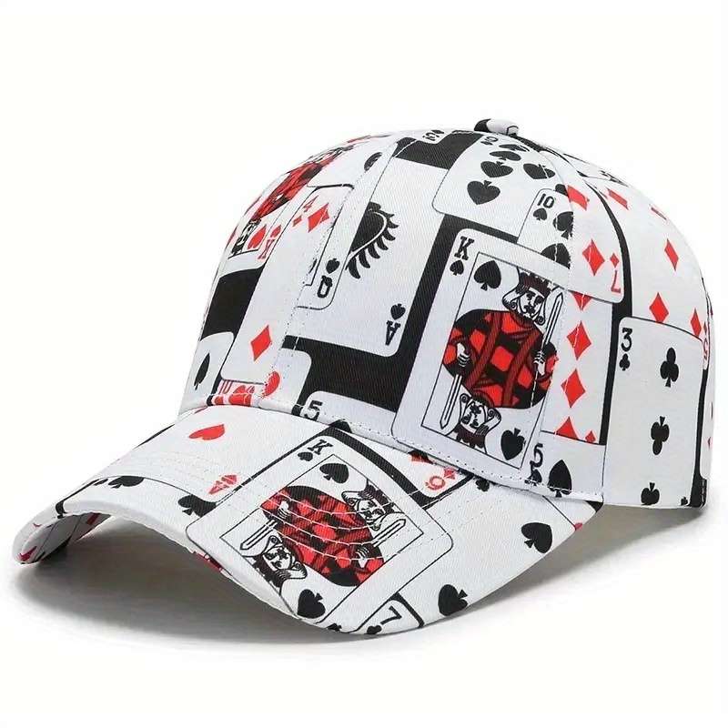 1pc Playing Card Design Baseball Cap Adjustable Snapback Sun Wind Protection Breathable P