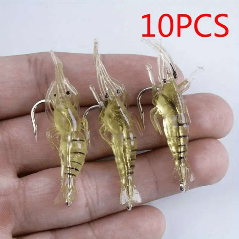 10pcs Of Realistic Hooked Soft Shrimp Simulated Soft Worm Shrimp Lure Lure Artificial Lure Bionic