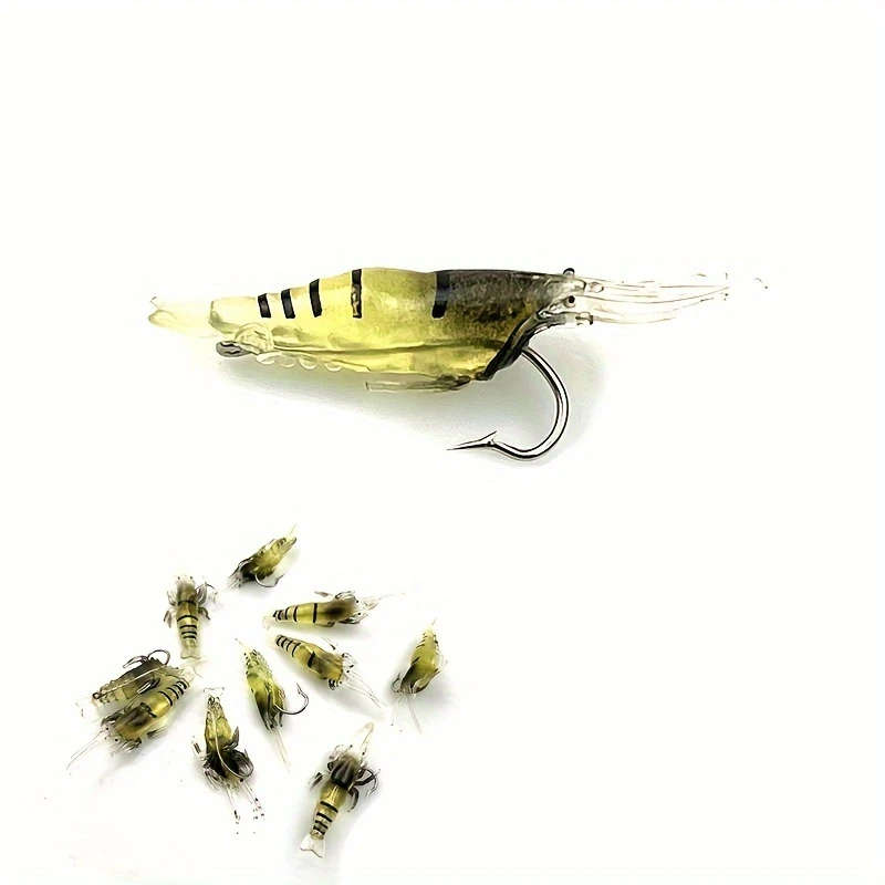 10pcs Of Realistic Hooked Soft Shrimp Simulated Soft Worm Shrimp Lure Lure Artificial Lure Bionic