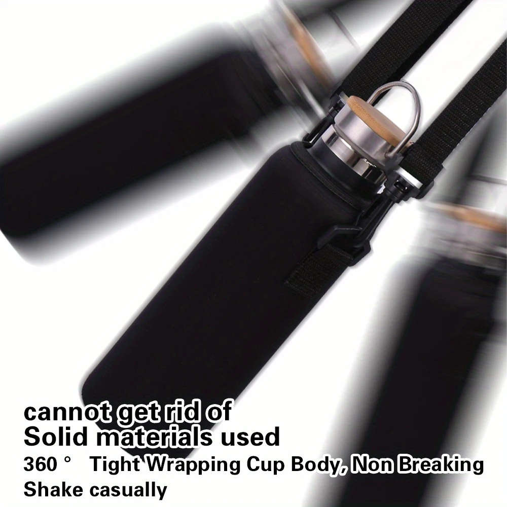 1pc Nylon Water Bottle Sleeve with Adjustable Strap Portable Protective Cover Holder for 550ml