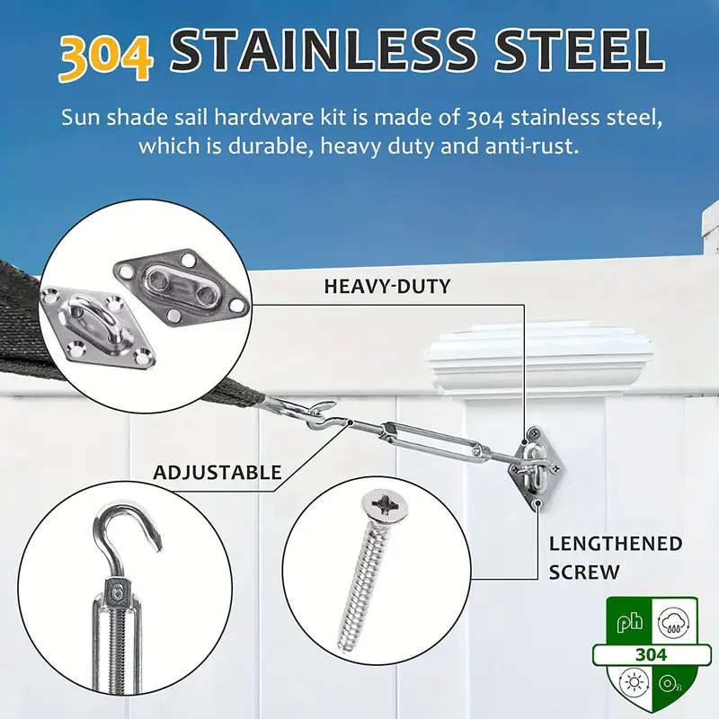 Complete Shade Sail Hardware Kit For Triangular And Rectangular Installations
