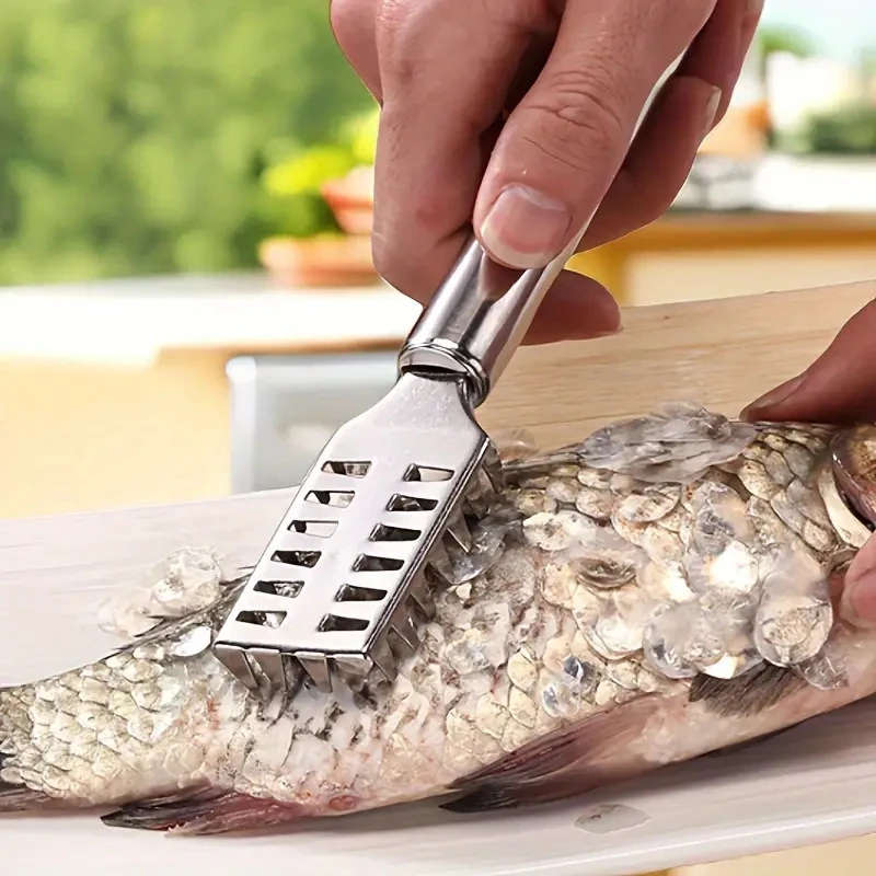 1pc Stainless Steel Fish Scale Scraper with Sawtooth Edge Efficient and Quick Fish Cleaning Tool Per