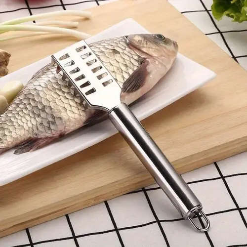 1pc Stainless Steel Fish Scale Scraper with Sawtooth Edge Efficient and Quick Fish Cleaning Tool Per