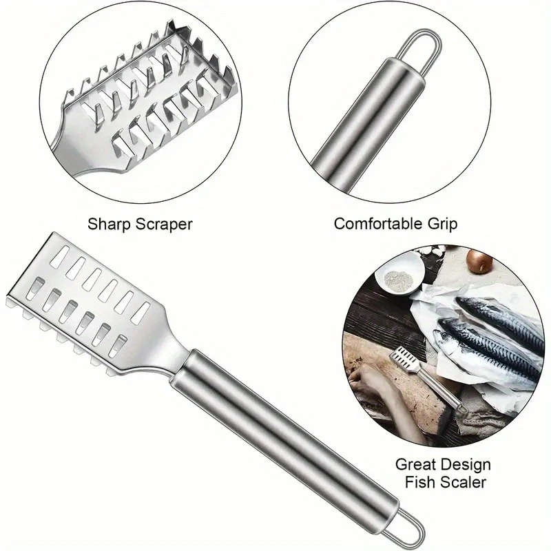 1pc Stainless Steel Fish Scale Scraper with Sawtooth Edge Efficient and Quick Fish Cleaning Tool Per