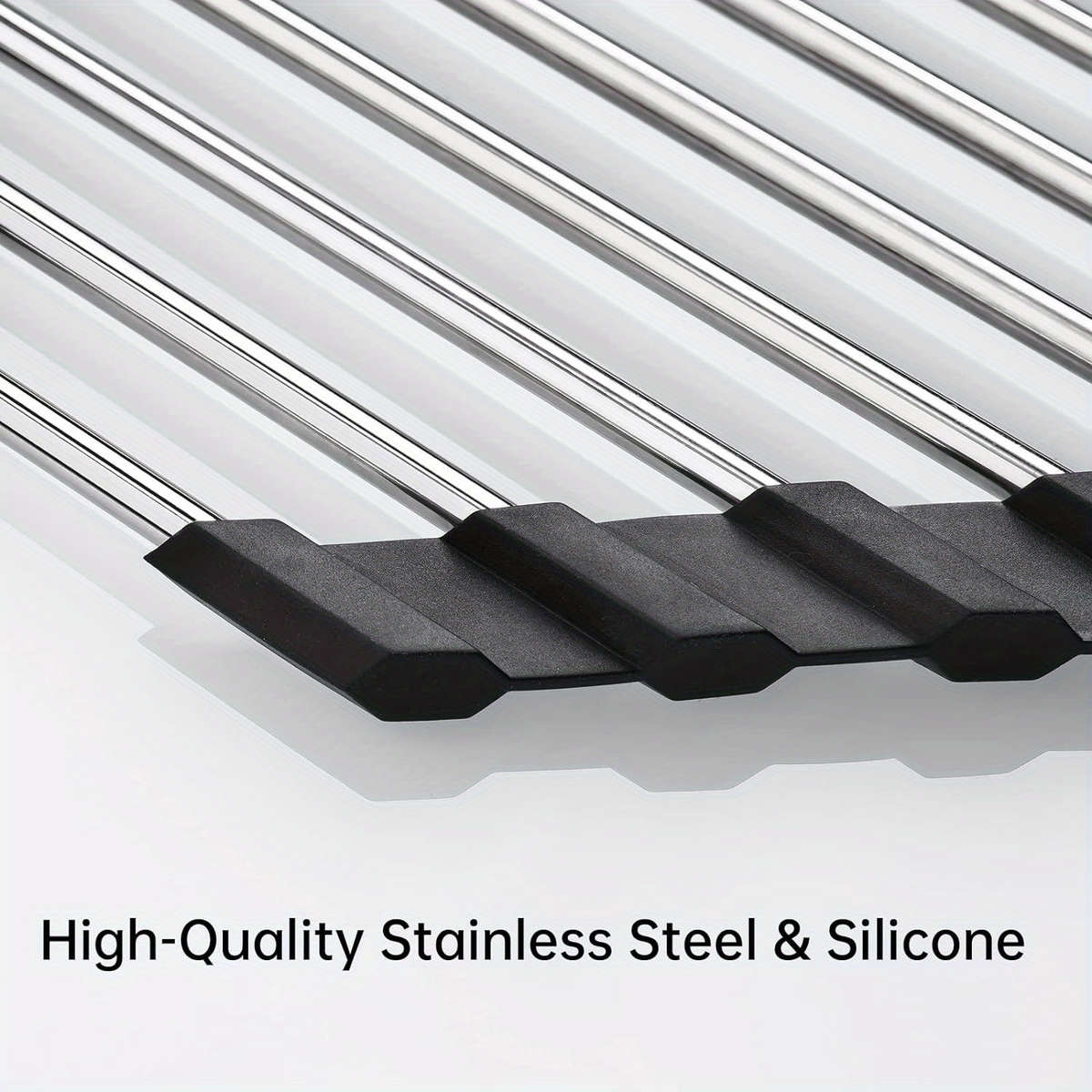 1pc Foldable Stainless Steel Triangle Roll-Up Dish Drying Rack For Small Sink Corners Over-Th