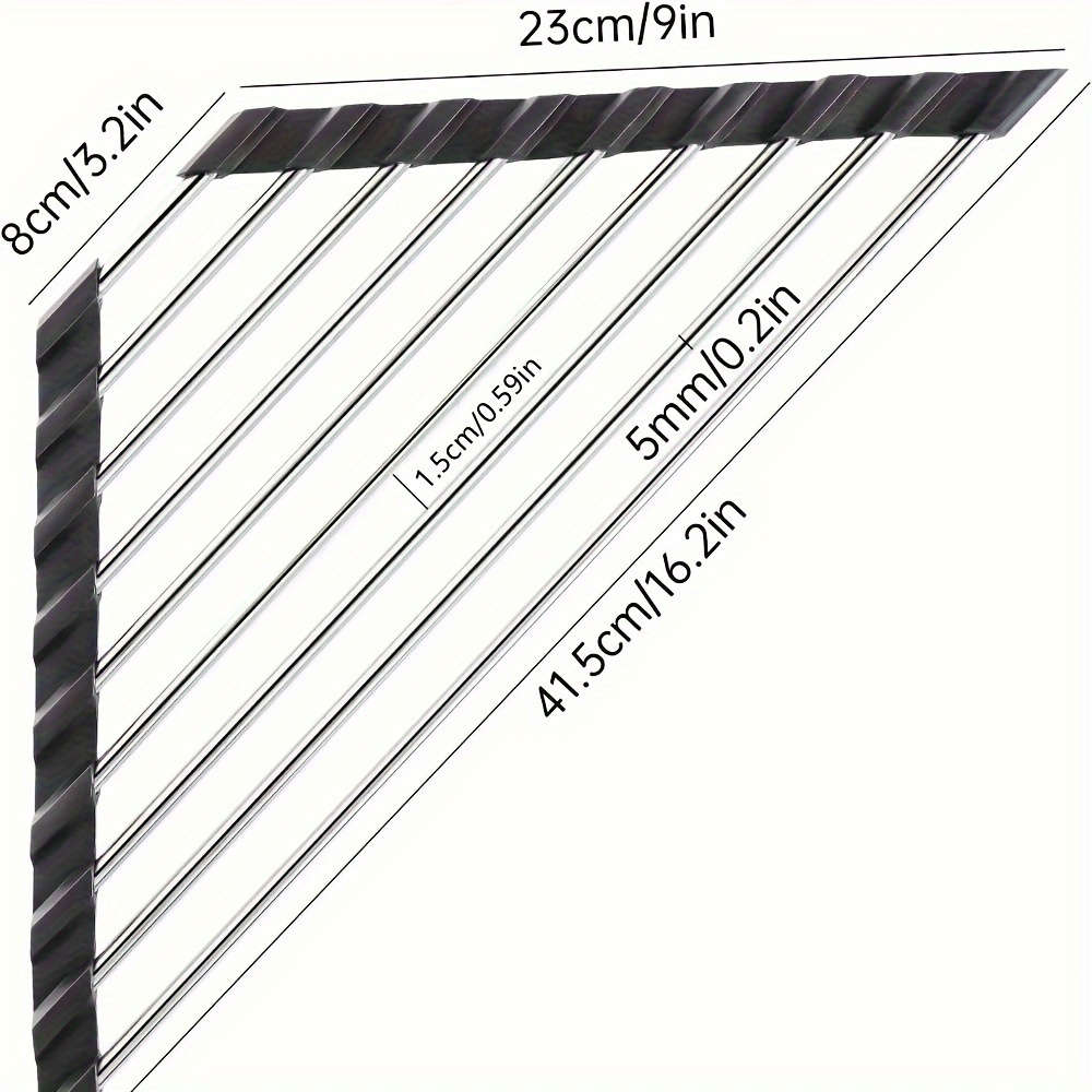 1pc Foldable Stainless Steel Triangle Roll-Up Dish Drying Rack For Small Sink Corners Over-Th