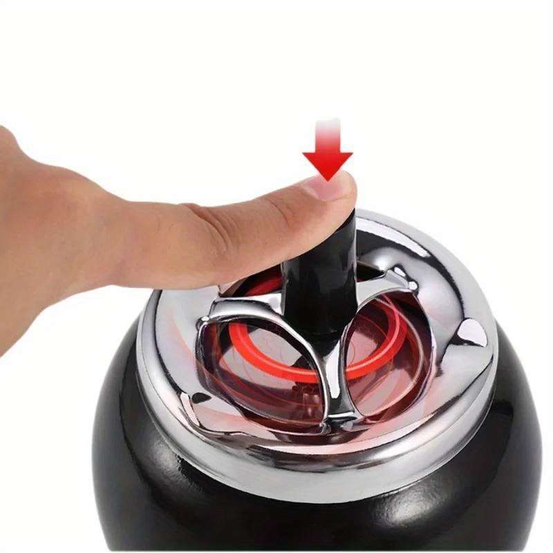 Black No.8 Billiard Ball Cigarette Ashtray C Durable Iron Design Push Button Operation Perfec