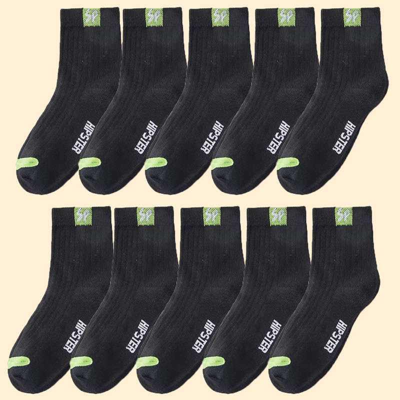 10 Pair Black One Size High Elastic Socks