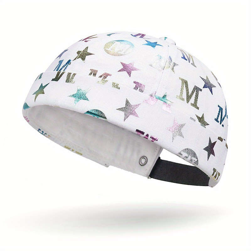 Trendy Beanie Cap Unisex Bronzing Letter Star Pattern Docker Cap Embossed Golden Hip-Hop Styl