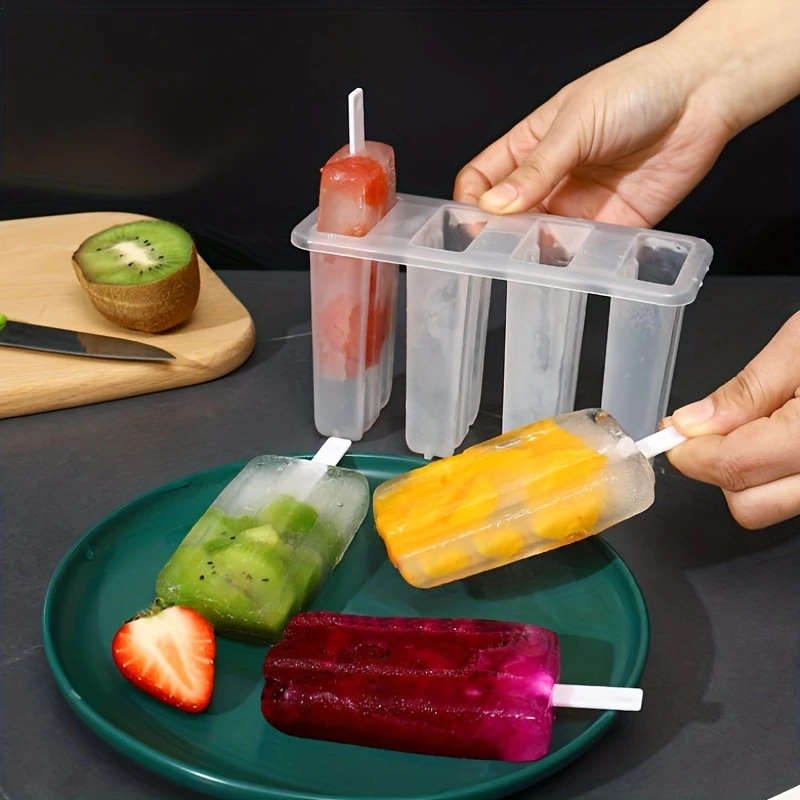 4-Pack Plastic Popsicle Molds DIY Ice Pop Maker With Durable PP Material Creative Ice Cream Stick Mo
