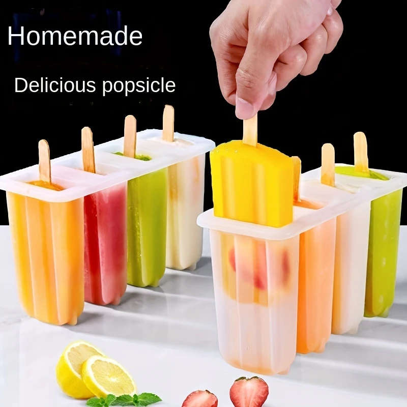 4-Pack Plastic Popsicle Molds DIY Ice Pop Maker With Durable PP Material Creative Ice Cream Stick Mo