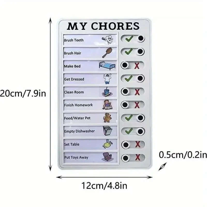1pc Chore Chart Reusable Plastic Daily Task Board With Sliding Tabs Visual Self-Discipline Checklist