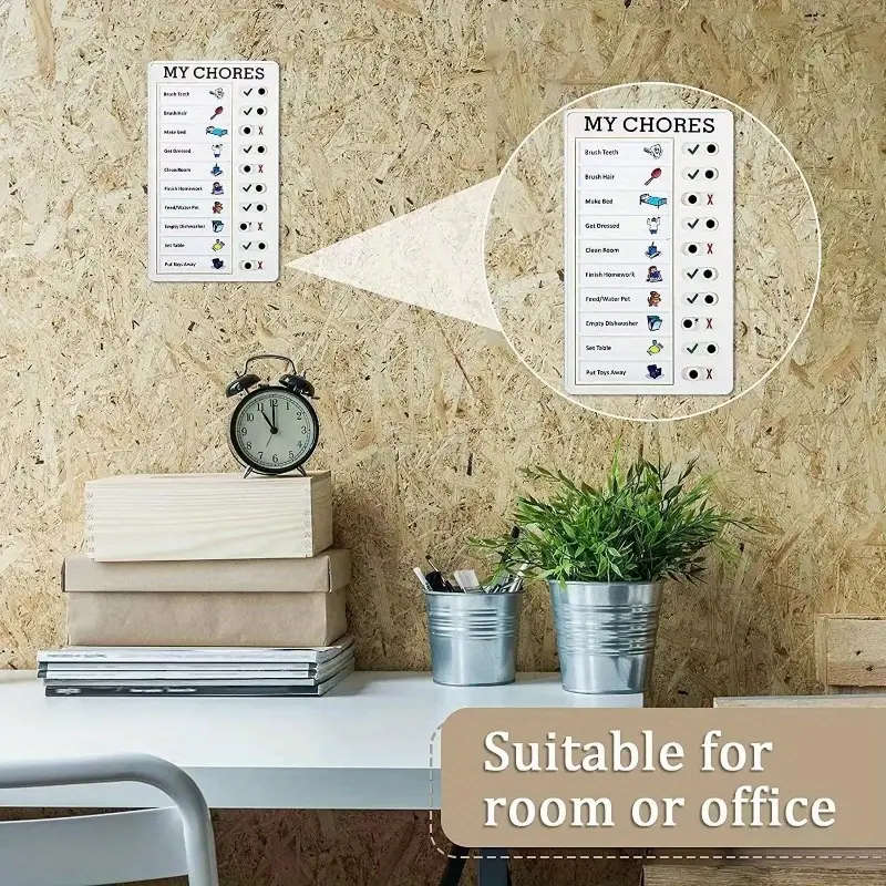 1pc Chore Chart Reusable Plastic Daily Task Board With Sliding Tabs Visual Self-Discipline Checklist