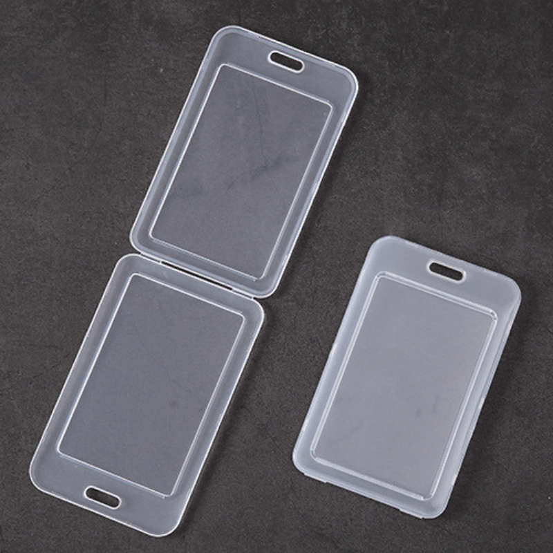 1pc Clear Plastic Card Holder Sleeve Transparent Protective Wallet for Work ID Student Badge