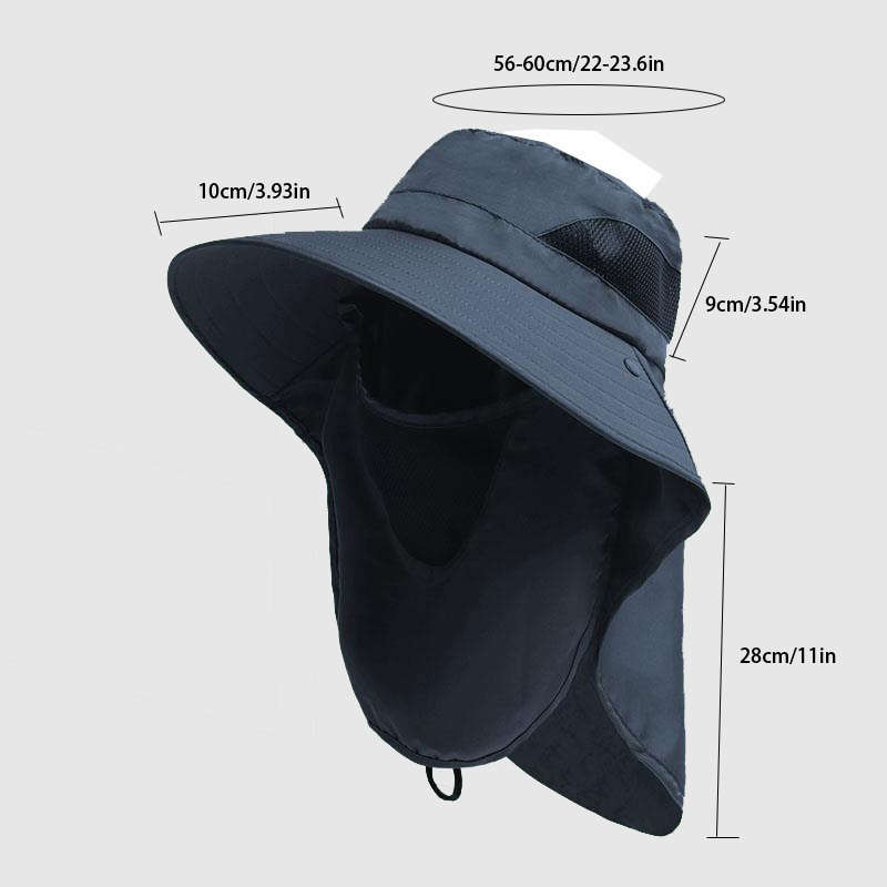 Men'S Camo Sun Protection Hat With Neck Flap Mask Foldable Breathable Polyester For Outdoo