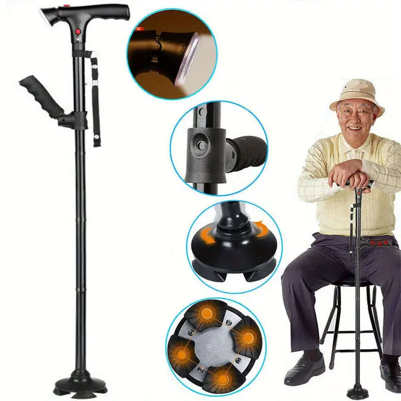 1 Piece Aluminum Alloy Walking Stick With Led Light And Siren