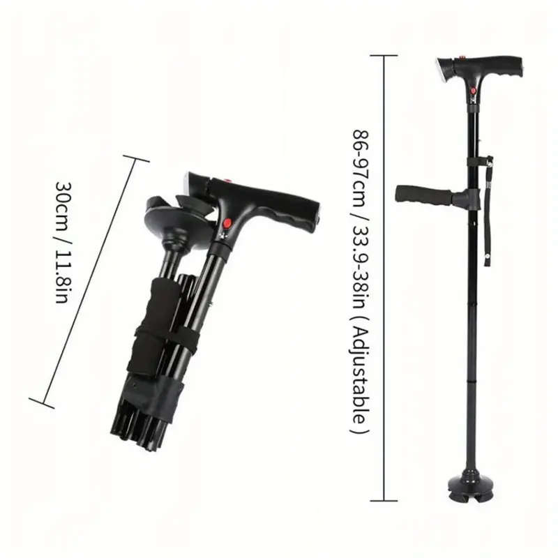 1 Piece Aluminum Alloy Walking Stick With Led Light And Siren