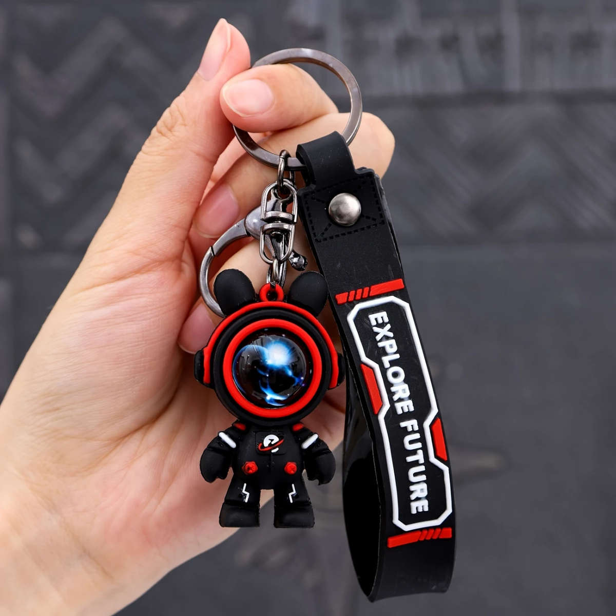 Durable Cute Silicone Lightning Bear Keychain Fashionable Backpack Key Charm Perfect Gift