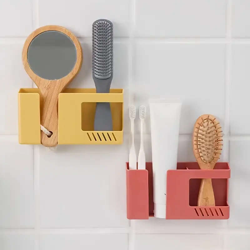 1pc Wall Mounted Storage Organizer Multifunctional Plastic Bracket for Remote Control Phone and Pers