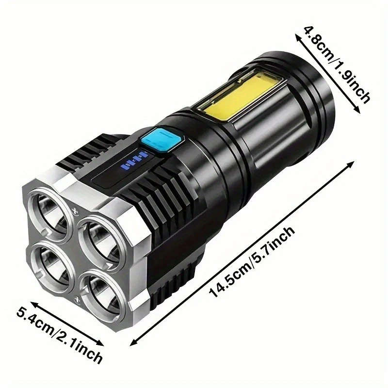 1pc USB Rechargeable LED Flashlight 150 Lumen Multi-Mode Handheld Torch with COB Side Light Non-Wate