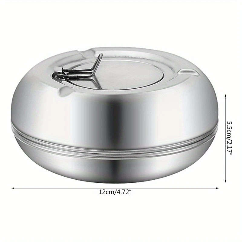 1 Piece Stainless Steel Ashtray With Lid Windproof And Rustproof