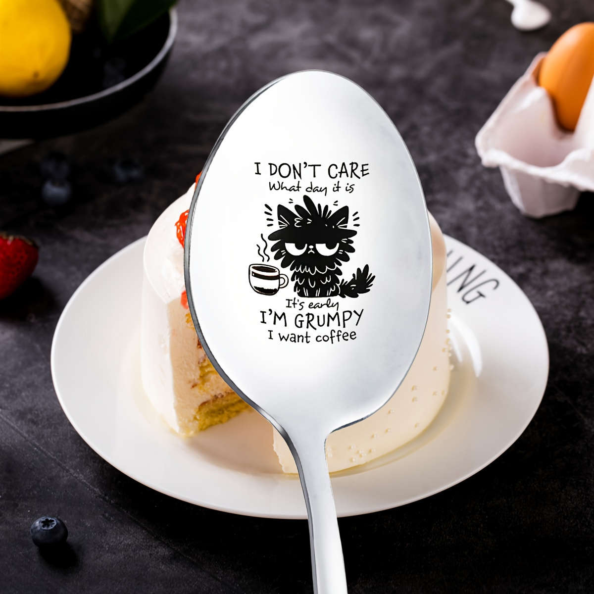 1pc Mirror Polished Stainless Steel Spoon with Engraving Perfect for Coffee Ice Cream or as