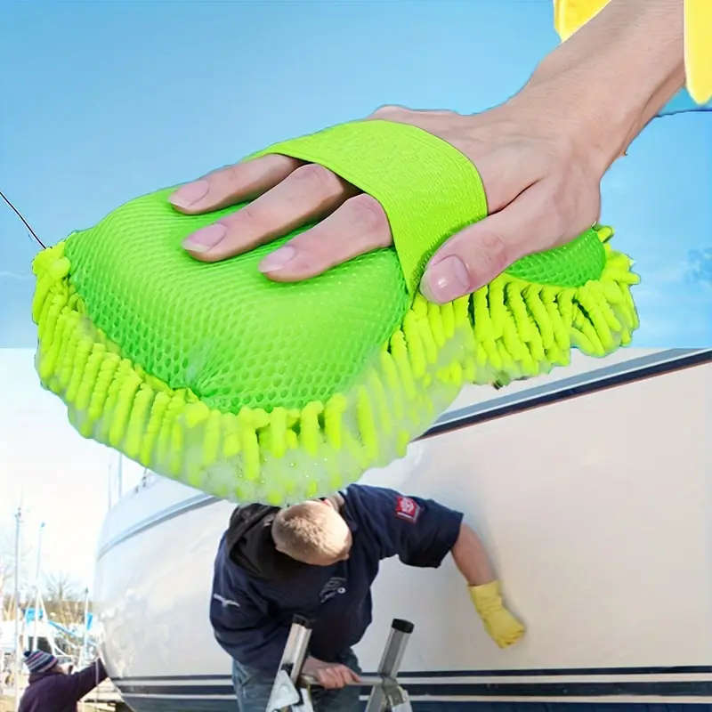 Ultra-Absorbent Chenille Microfiber Car Wash Mitt Scratch-Free Detailing Sponge