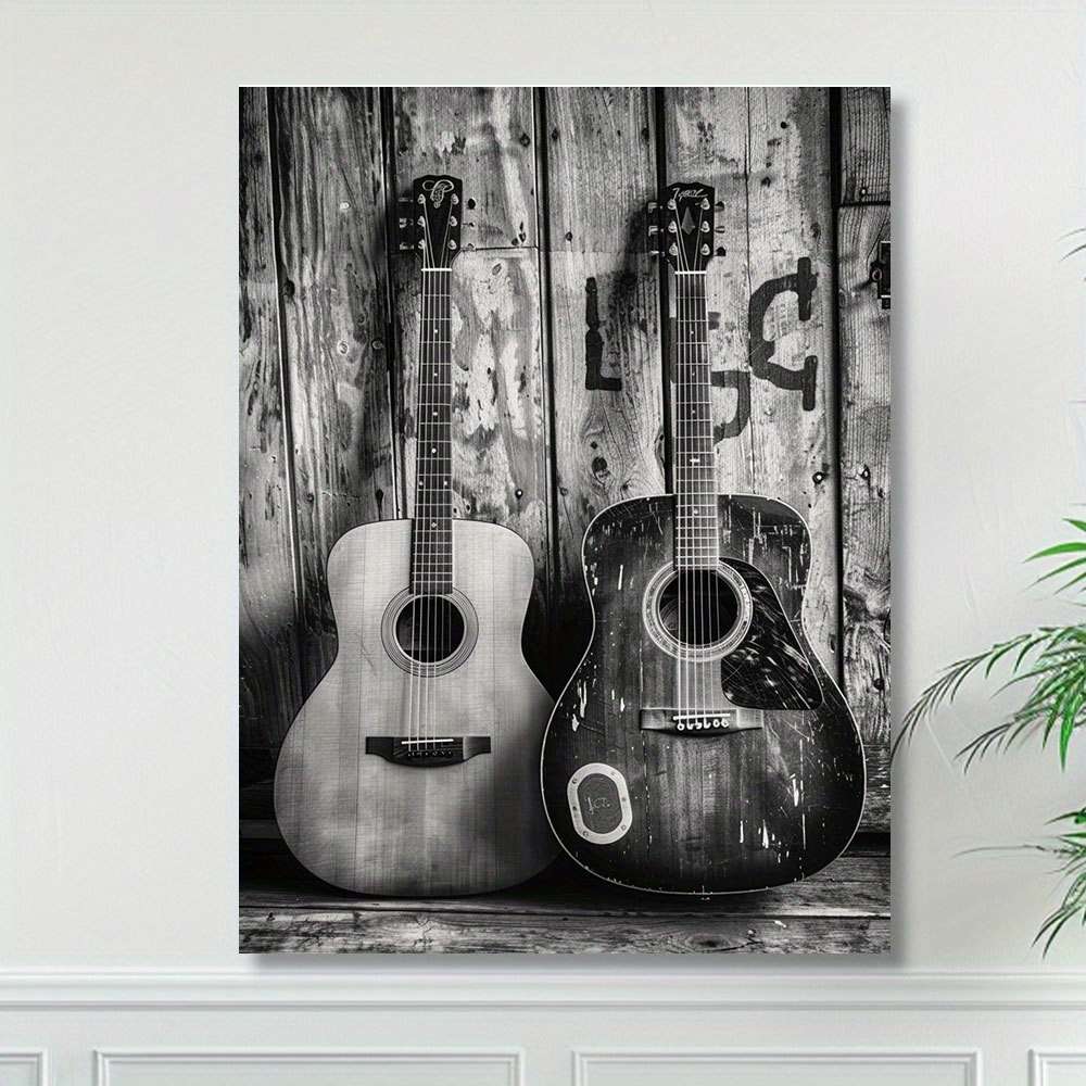 2D Acoustic Guitars Canvas Art Print 30.48X40.64Cm Unframed Wall Decor