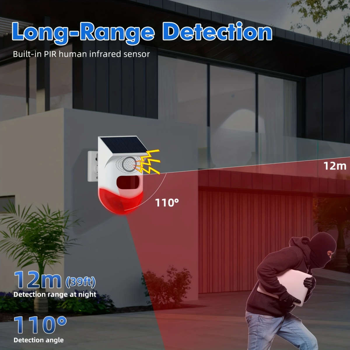 1pc High-Quality Solar-Powered Smart Alert System with Human Detector Advanced Outdoor Security for