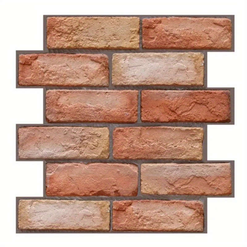 10Pcs 3D Red Brick Wall Tile Stickers