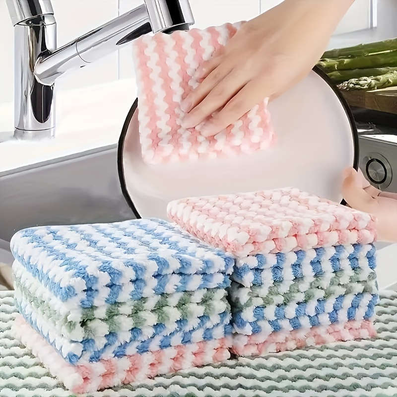 5pcs Ultra-Soft Microfiber Dish Cloths Super Absorbent Machine Washable Towels for Kitchen