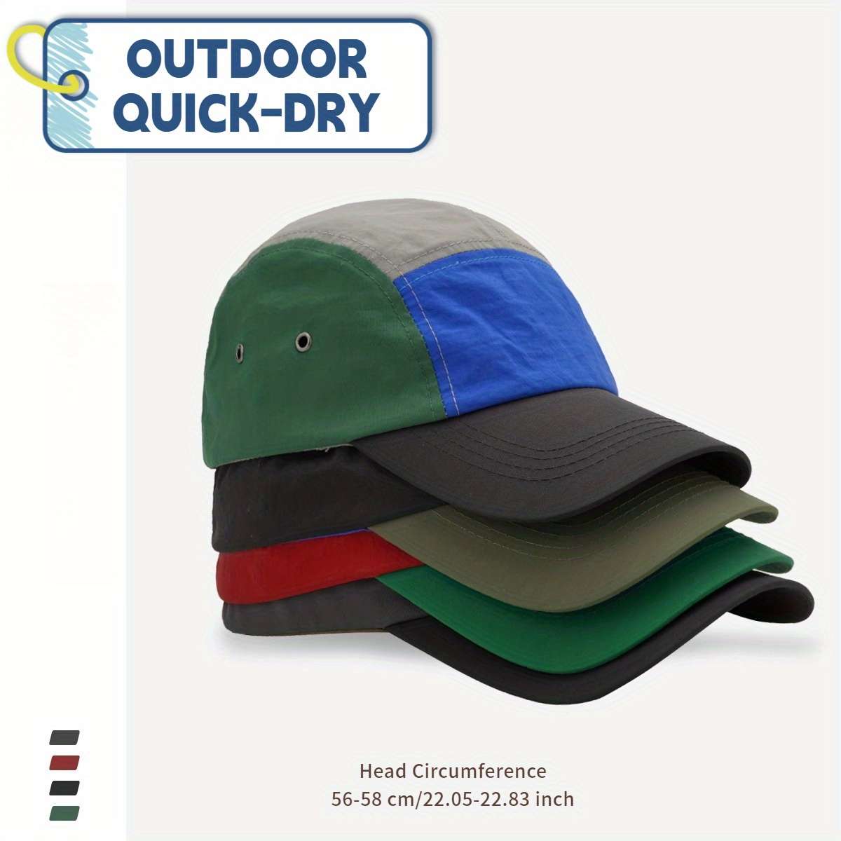 Men'S Outdoor Quick-Dry Baseball Cap Lightweight Breathable Fabric Adjustable Snapback Mul