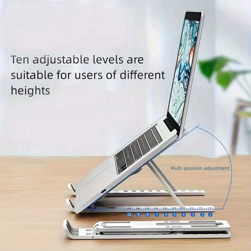 1pc Portable Laptop Stand with Cooling Base Adjustable Angle ABS Material Foldable Design Compatible