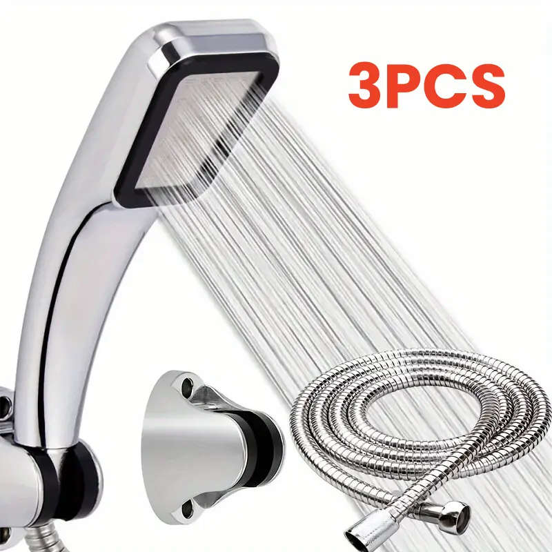 3Pcs Bathroom Shower Head Water Saving Rainfall