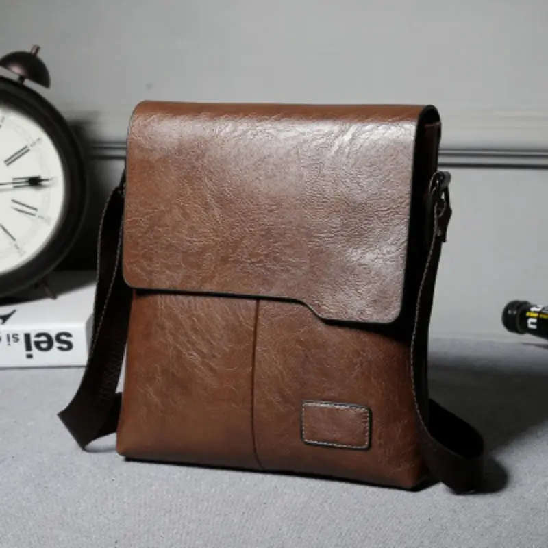 Men's Flip Shoulder Bag And Casual Long Clutch Bag, Business Retro Bag Crossbody Bag