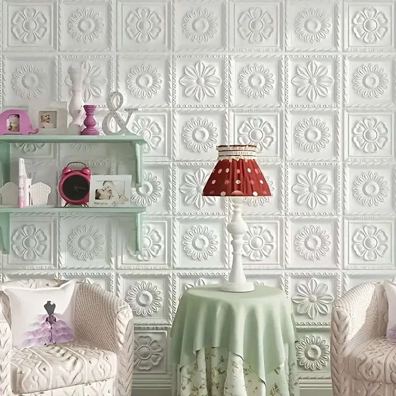 60pcs 3D Wall Tile Stickers Foam Self Adhesive Anti-collision Wallpaper