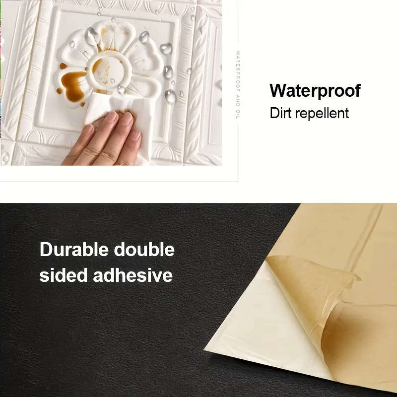 60pcs 3D Wall Tile Stickers Foam Self Adhesive Anti-collision Wallpaper